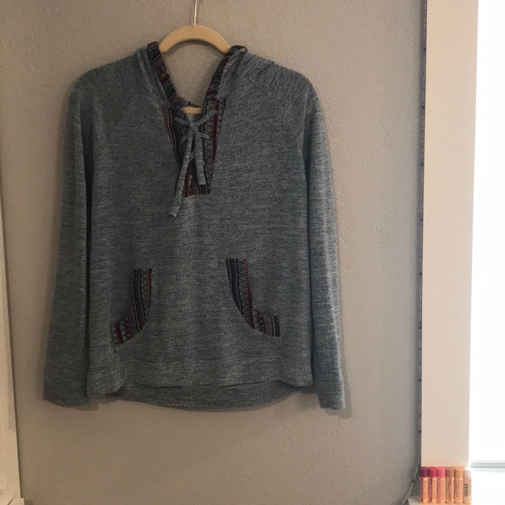 Blue/ design hooded sweater